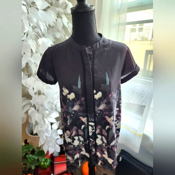 Simply Vera Vera Wang Chiffon Floral Blouse Size Small - Picture 1 of 9